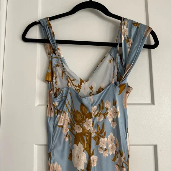 reformation ronda asymmetrical cowl-neck silk maxi dress Reformation Ronda Cowl Neck Silk Wedding Dress